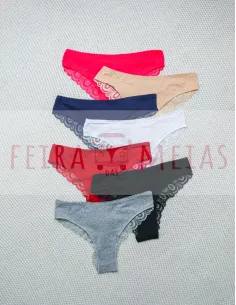Cueca Em Algodão Com Renda | Asa Delta  | Costuras Finas | Modelo 742 | Várias Cores
