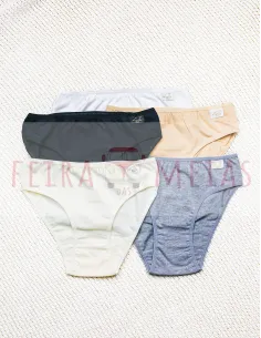 Cueca Em Algodão Clássica | Cintura Média Alta | Modelo 21 | Várias Cores