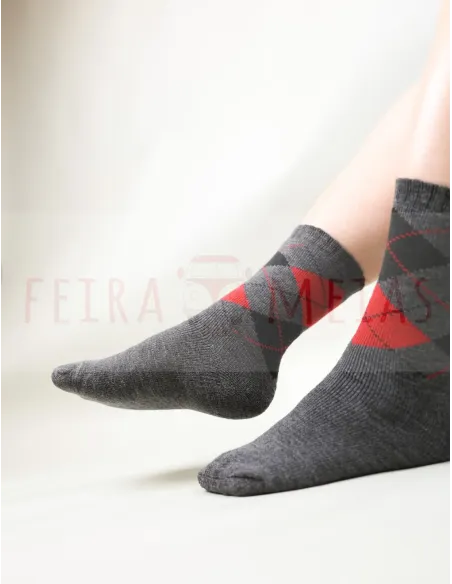 Meia Intársia Com Losangos | Térmica De Trabalho | 80% Acrílico 20% Poliester | Pack 5 | Várias Cores Meia Intársia Com Losangos | Térmica De Trabalho | 80% Acrílico 20% Poliester | Pack 5 | Várias Cores