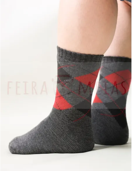 Meia Intársia Com Losangos | Térmica De Trabalho | 80% Acrílico 20% Poliester | Pack 5 | Várias Cores Meia Intársia Com Losangos | Térmica De Trabalho | 80% Acrílico 20% Poliester | Pack 5 | Várias Cores