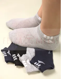 Soquete Cano Baixo Respirável | 3 Riscas | Costura Fina | Unissexo | Pack 5 | Várias Cores